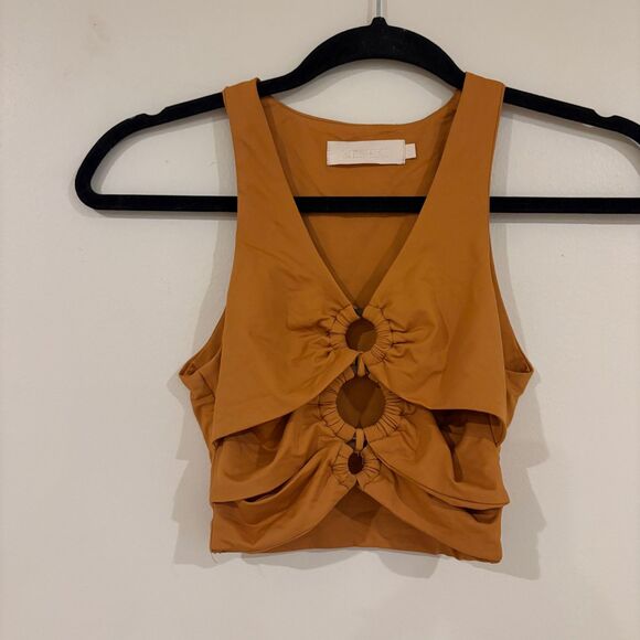 Meshki Cut Out Crop Top Midi Skirt Set Orange XXS - Picture 2 of 7